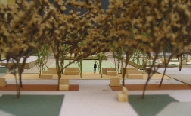 model detail, Plaza of the Cicadas, west area bosque
