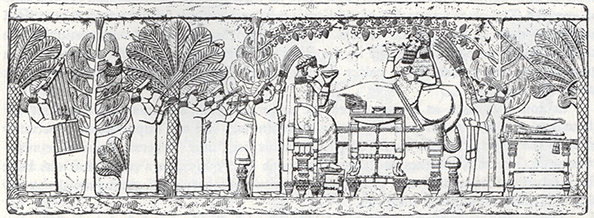 Gothein, 1928, ed, assurnanipal&queen in grdn, Assyrian, 7th ce