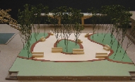 model detail, Plaza of Cicadas, south river birch grove